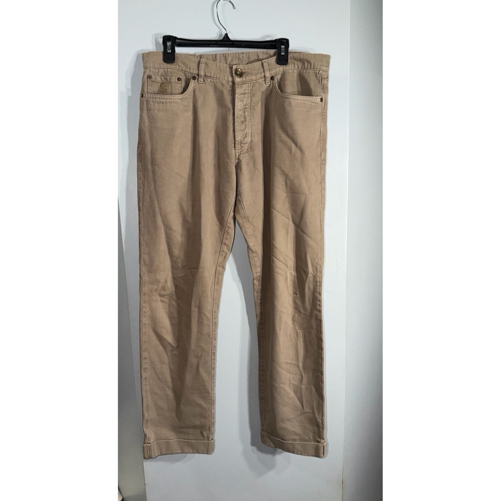 Brunello Cucinelli  light brown lightweight denim men's jeans cuffed 36 x 32